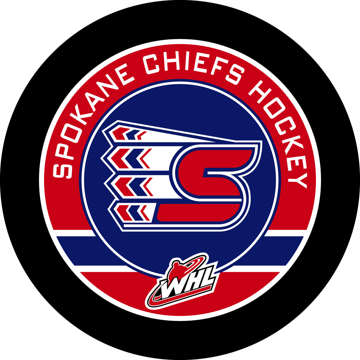 WHL Spokane Chiefs Official Game Puck (Season 20212022) Spokane3